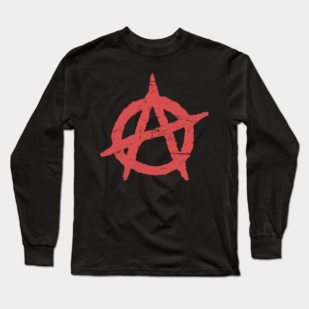 Distressed Punk Anarchy Symbol Long Sleeve T-Shirt by MeatMan